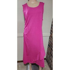 Soft Surroundings Bijou Dress Size XL Pink Ruffle Ruched Sleeveless Tank Dress